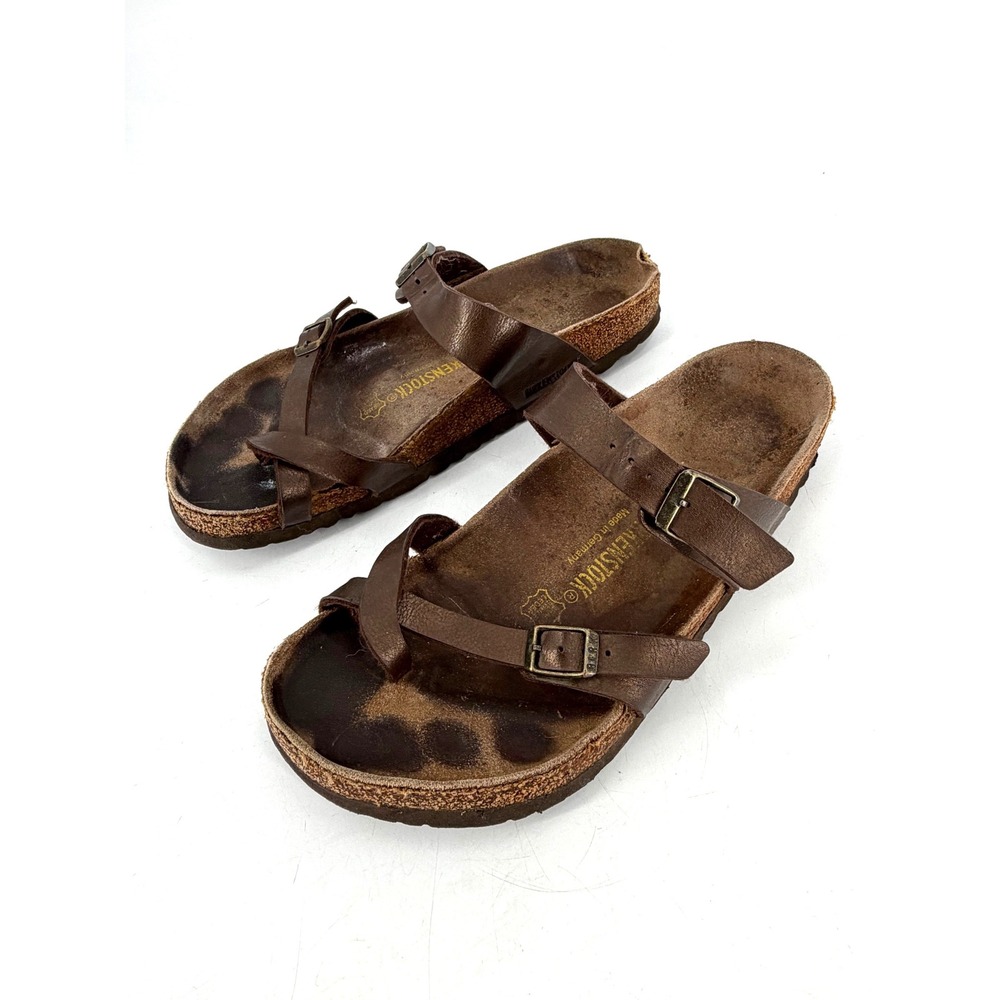 Birkenstock Mayari Sandals Women 11 Brown Leather Toe Loop Boho Comfort